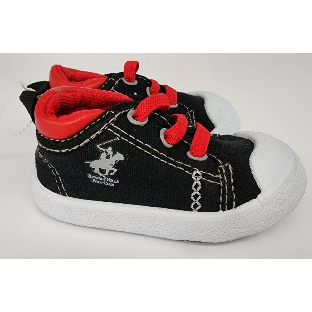 Beverly Hills Polo Club Sneakers Infant Boys Size 3 Black Red EXC NWOT